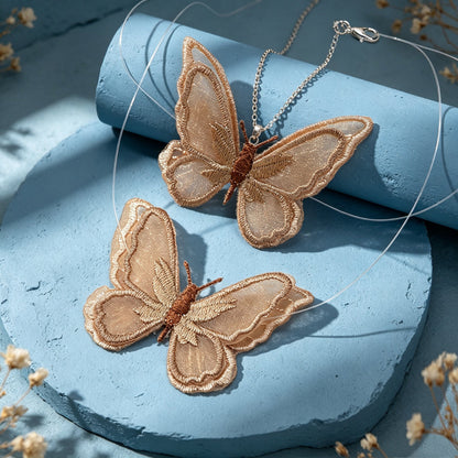 Fashion Spun Fabric Butterfly Thin Choker Necklace Party Holiday Jewellery Gift-3