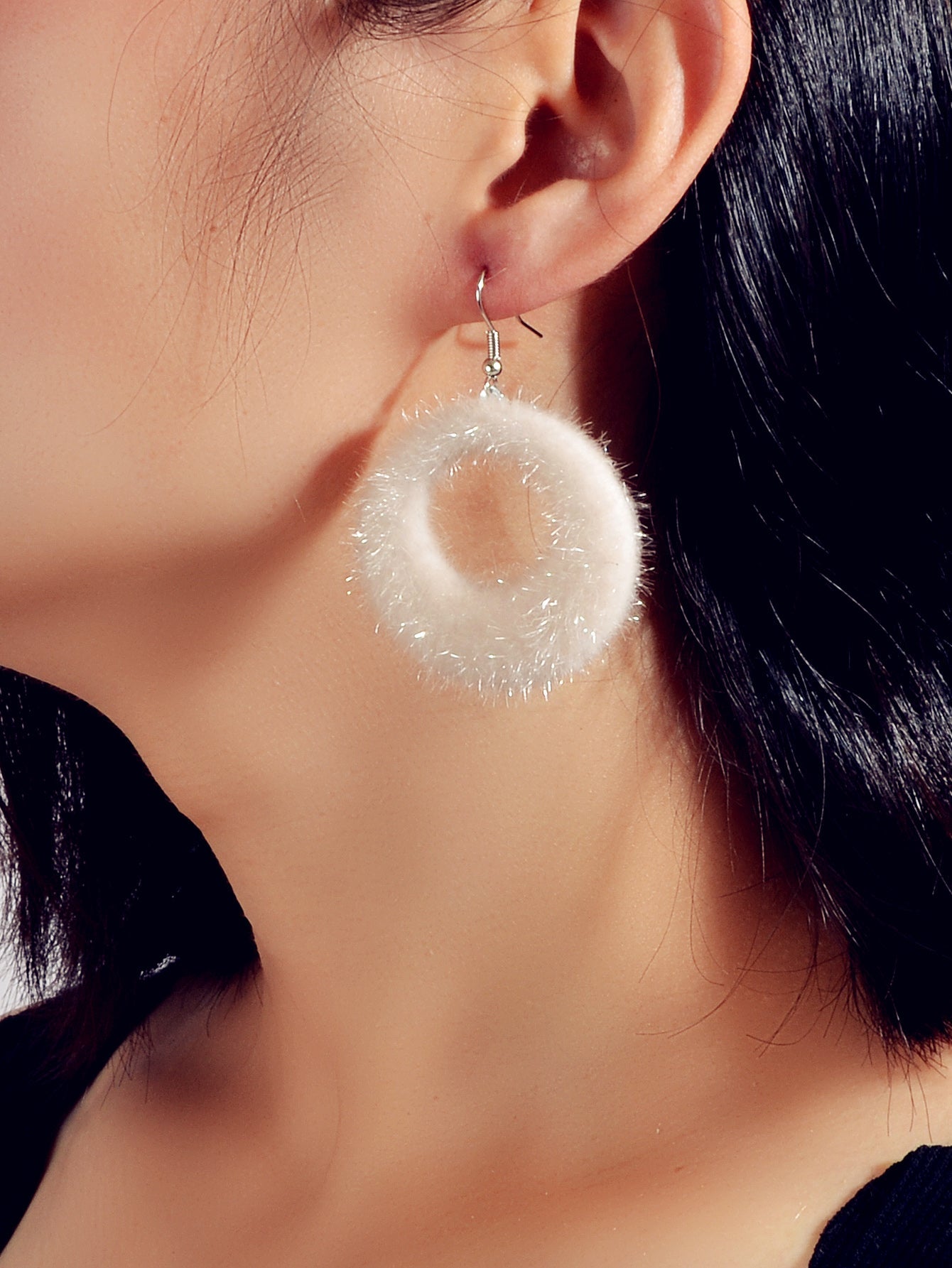 Unique Designer White Circle Big Chunky Dangle Earrings for Women Party Holiday-0