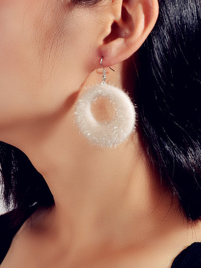 Unique Designer White Circle Big Chunky Dangle Earrings for Women Party Holiday-0