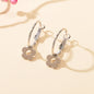Designer Jewellery Silver Flower Charm Chunky Hoop Huggie Dangle Hoop Earrings-0