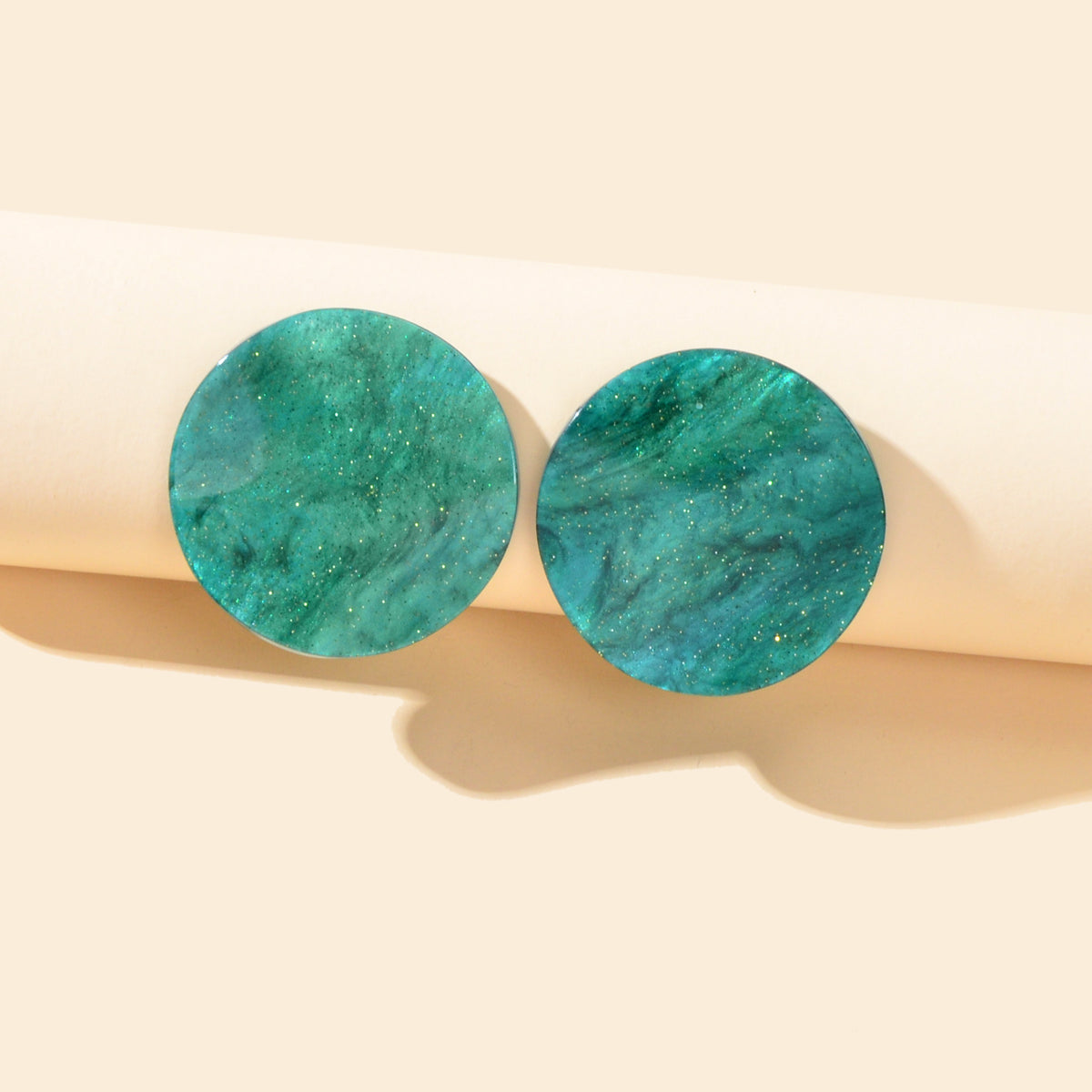 Green Statement Acrylic Stud Boho Lightweight 80s Round Earrings Holiday Jewelry-0