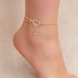 Shiny Double layer Silver Ball Chain Heart Charm Rhinestone Anklet Bracelet Gift-3