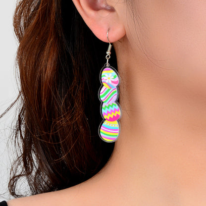 Long Colourful Easter Eggs Dangling Earrings Flower Bunny Jewellery Novelty Gift-0