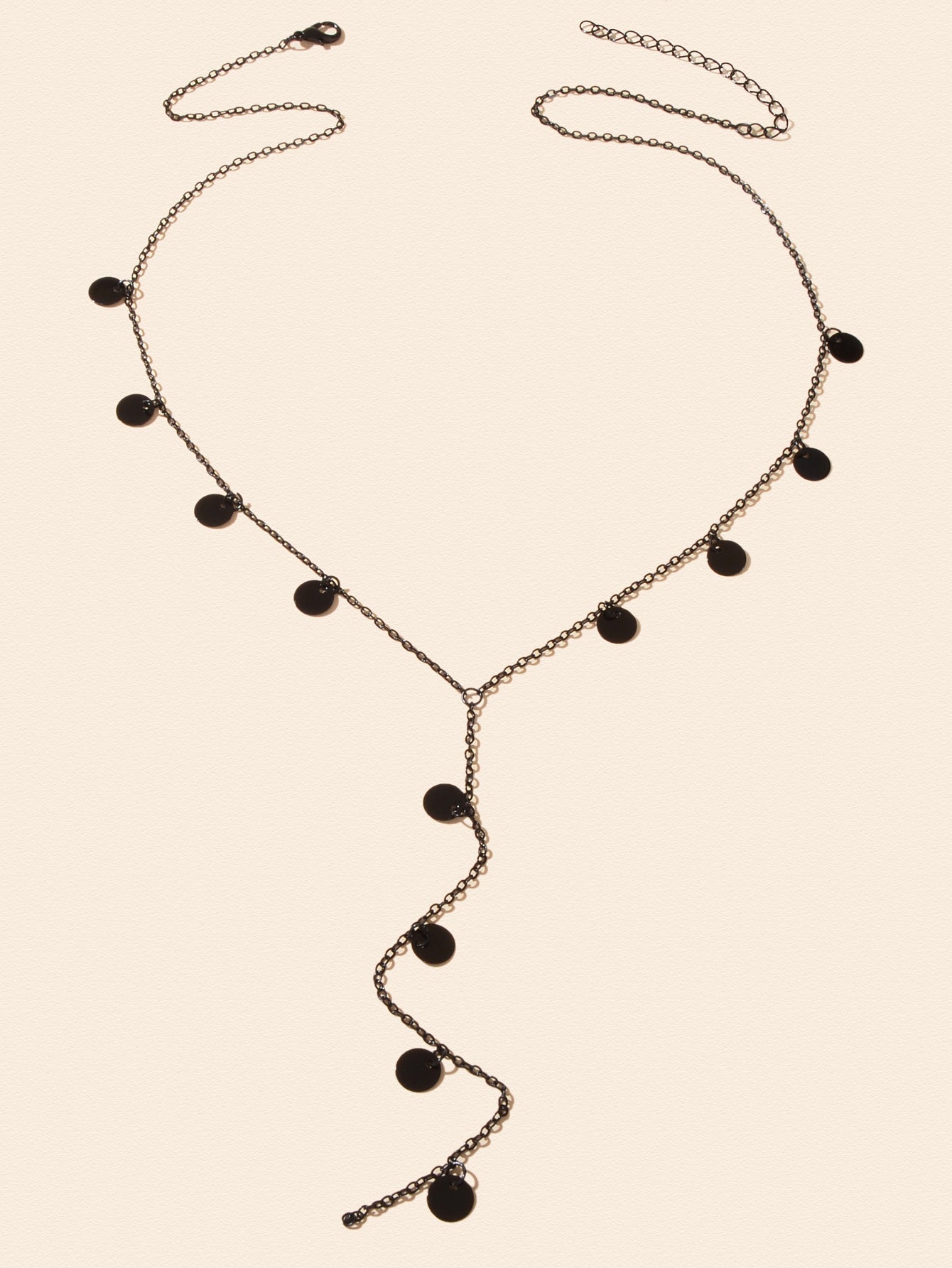 Stylish Jewellery Black Disc Charm Y Style Long Chain Pendant Necklace for Women-1