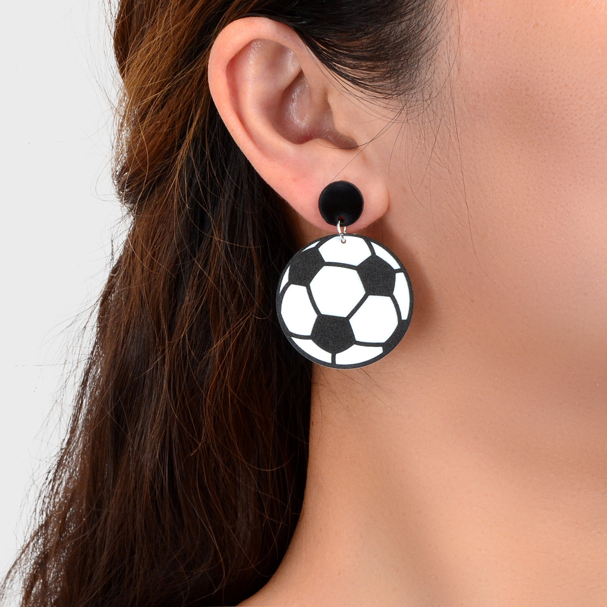 Handmade Acrylic Football World Cup Dangle Drop Earrings Unique Soccer Jewellery-0
