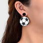 Handmade Acrylic Football World Cup Dangle Drop Earrings Unique Soccer Jewellery-0