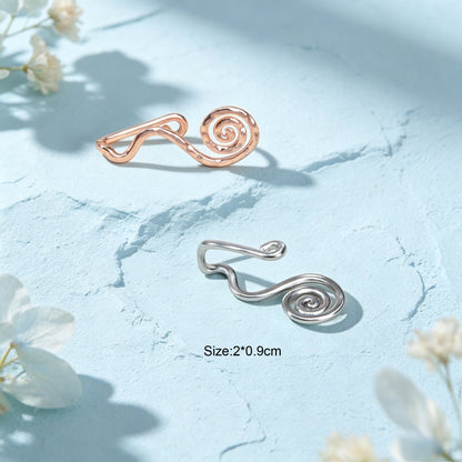 2 pcs Rose Gold Silver Spiral Ear Cuff Simple Irregular Metal Geometric Ear Clip-4
