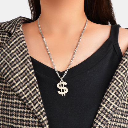 Dollar Sign Hip Hop Money Pendant Silver Rock Punk Necklace Bar Party Jewellery-0