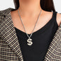 Dollar Sign Hip Hop Money Pendant Silver Rock Punk Necklace Bar Party Jewellery-0