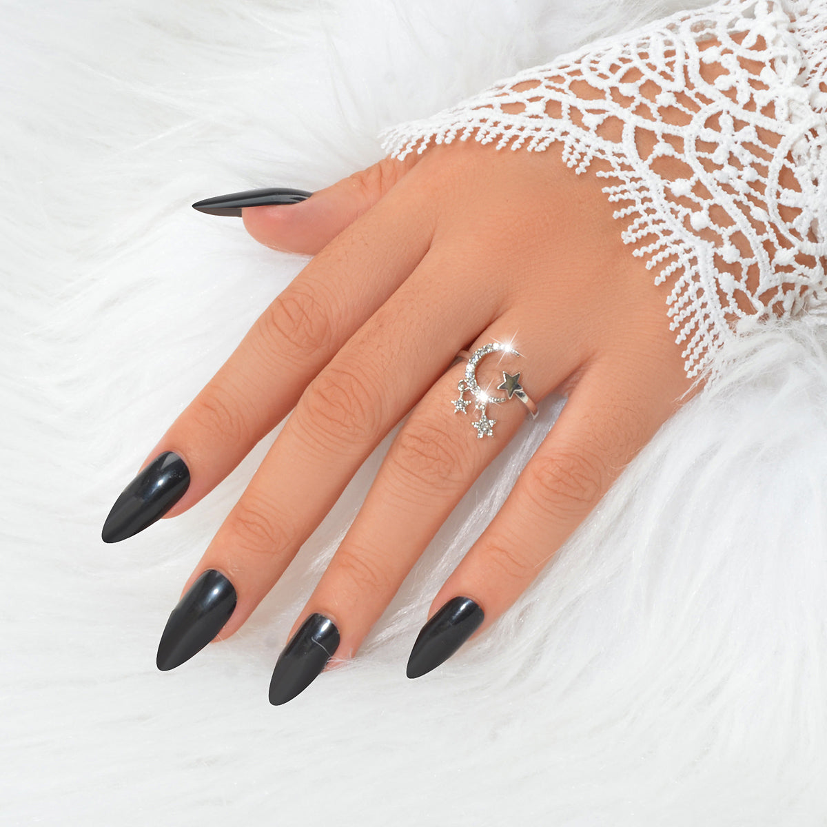 Wedding Anniversary Jewellery Rhinestone Star Charm Moon Finger Ring Women Band-0