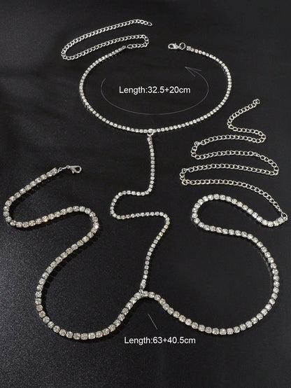 Dazzling Full Diamond Sparkle Body Chain Glamorous Statement Jewelry-1