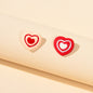 Sweet Love Red Enamel Heart Stud Earrings Asymmetrical Y2k Valentine's Day Gift-0