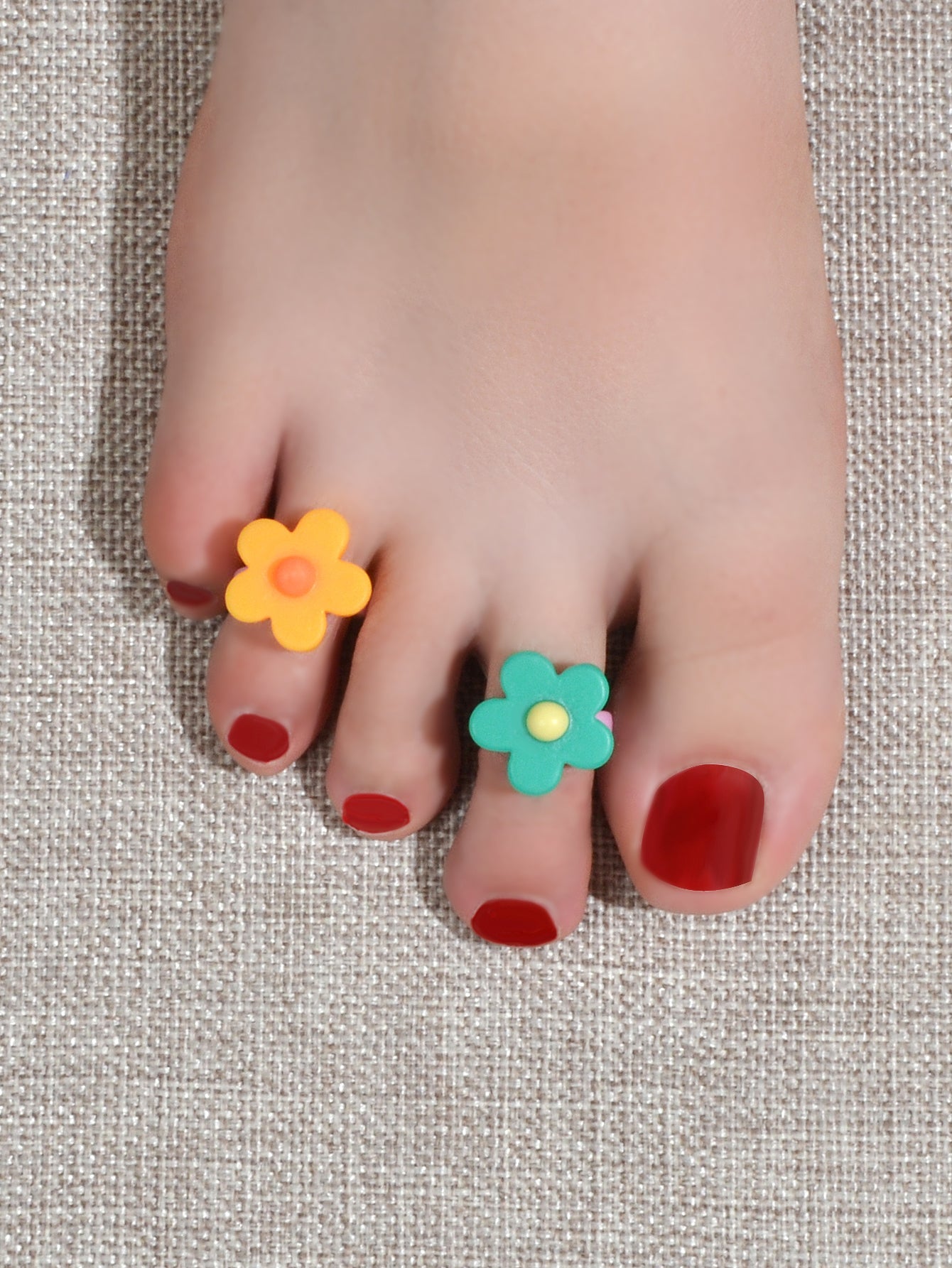 2 pc Boho Chic Candy Color Flower Toe Ring Multiple Beach Finger Foot Jewellery-0