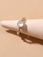 Textured Jewelry Rhinestone Opal Gold Finger Ring Luxurious Popular Accessories-0