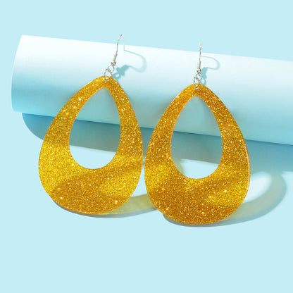 Stylish Shining Acrylic Large Water Drop Earrings Girls Sparkling Party Jewelry-3