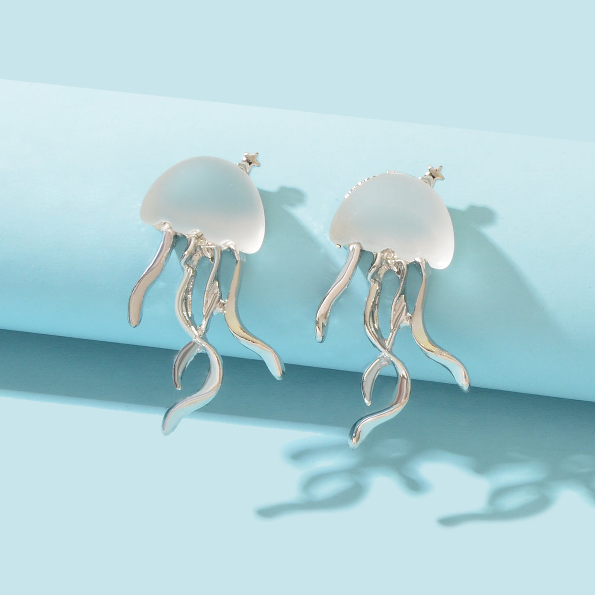 Jellyfish Earrings Long Statement Stud Funny Matte Transparent Pendant Jewellery-1