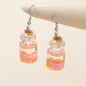 Cute Funny Transparent Trendy Resin Grapefruit Bottle Dangle Gift Women Earrings-0