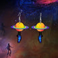 School Sport Style Colorful Acrylic Space Series Astronaut Planet Dangle Earring-0