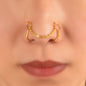 1pc Faux Lip Ear Nose Gold Silver Heart Chain Non Piercing Clip On Nose Ring-4