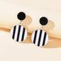 Retro Black White Enamel Round Dangle Hypoallergenic Party Earrings Jewellery-0