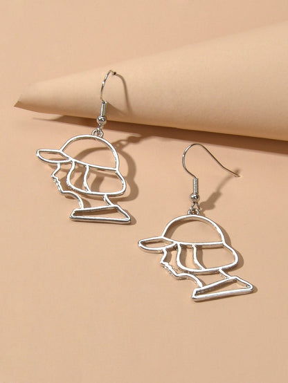 Metal Baseball Boy Grunge Rock Cool Earrings Abstract Art Gift Hollow Jewellery-6