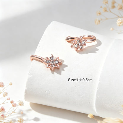 2pcs Snowflake Crystal Ear Cuffs No Piercing Rose Gold Dainty Sparkling Ear Clip-2