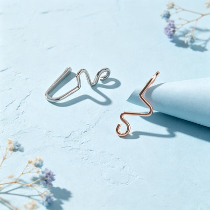 2pcs Dainty Summer Beach Zigzag Ear Cuffs No Piercing Silver Cartilage Ear Clips-4