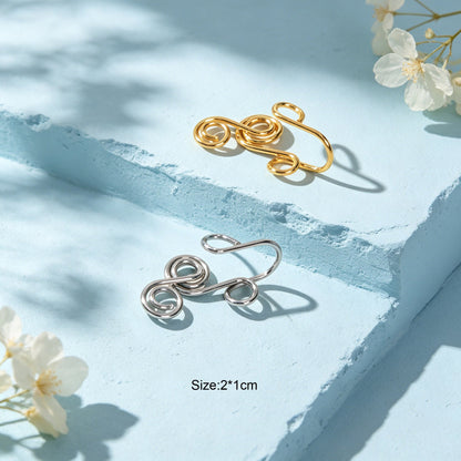 2pcs Minimalist Gold Silver Handmade Wire Triple Spiral Geometric Ear Clip Cuff-4