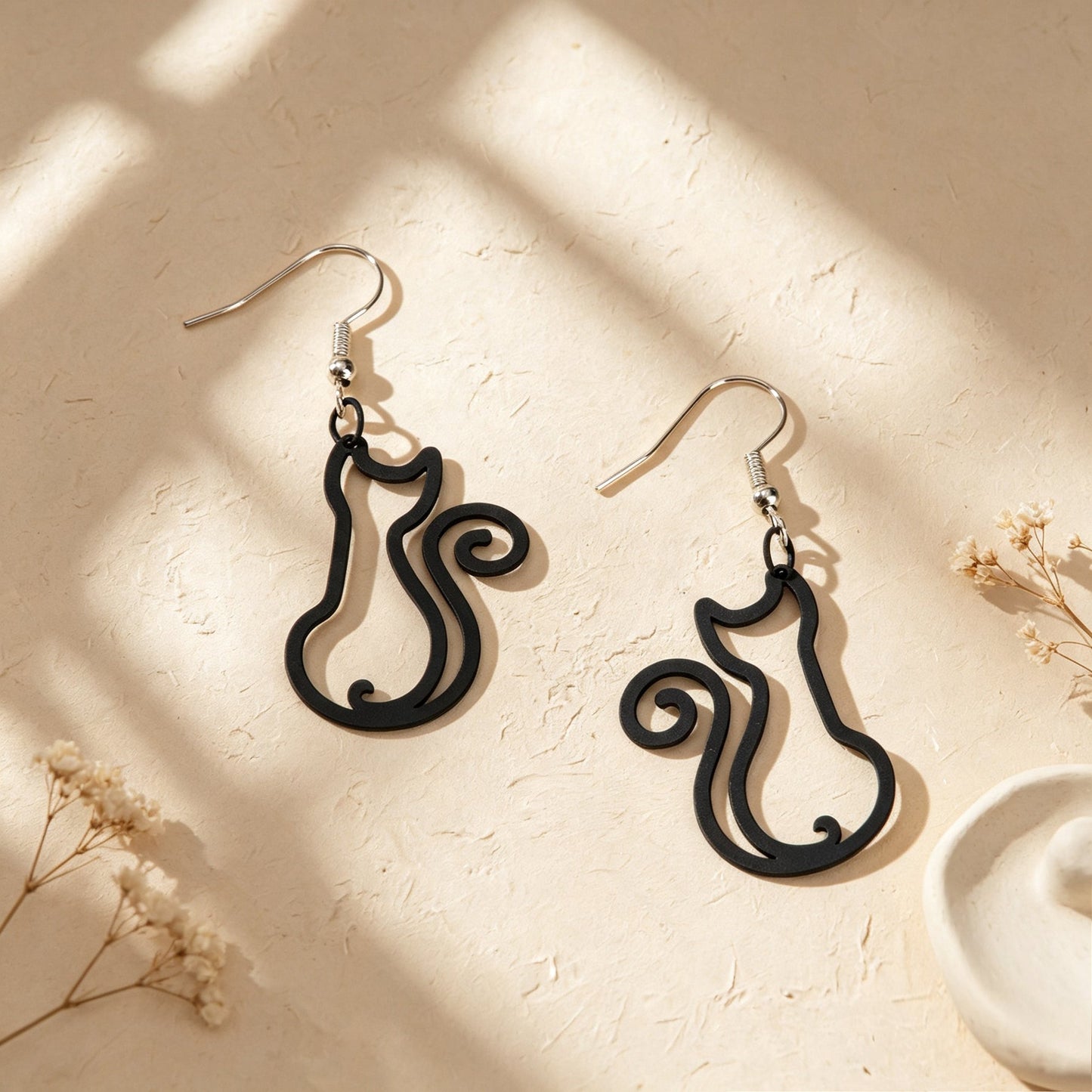 Hollow Cat Dangle Earrings Cute Animal Theme Accessory Minimalist Daily Party Jewelry Gift-4