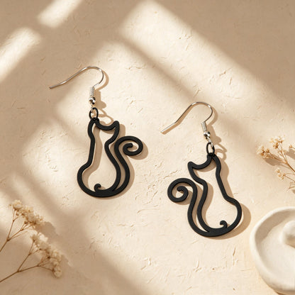 Hollow Cat Dangle Earrings Cute Animal Theme Accessory Minimalist Daily Party Jewelry Gift-4