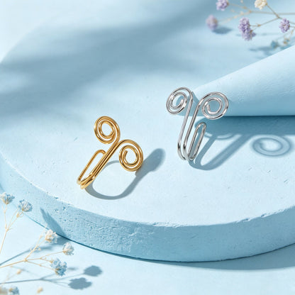 2pcs Boho Double Spiral Wire Ear Cuff Gold Silver Non-Pierced Cartilage Ear Clip-4