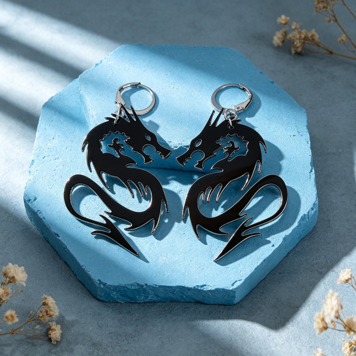 Personality Chinese Dragon Dangle Earrings Mystical Animal Element Punk Rock Music Festival Jewelry-4