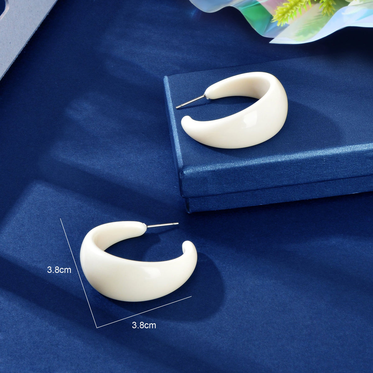 C Shape Solid Color Resin Chunky Hoop Earrings Daily Office Street Snap Vacation Minimalist Jewelry-4