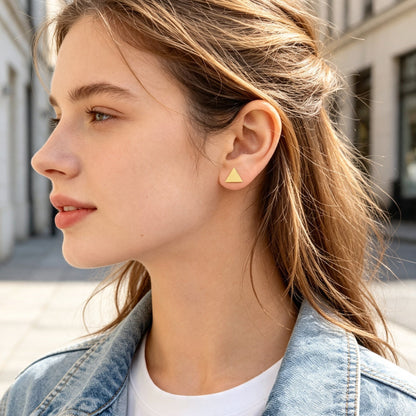 Gold Triangle Geometric Minimalist Stud Earrings Fashion  Daily Casual Work Dainty Jewelry-4