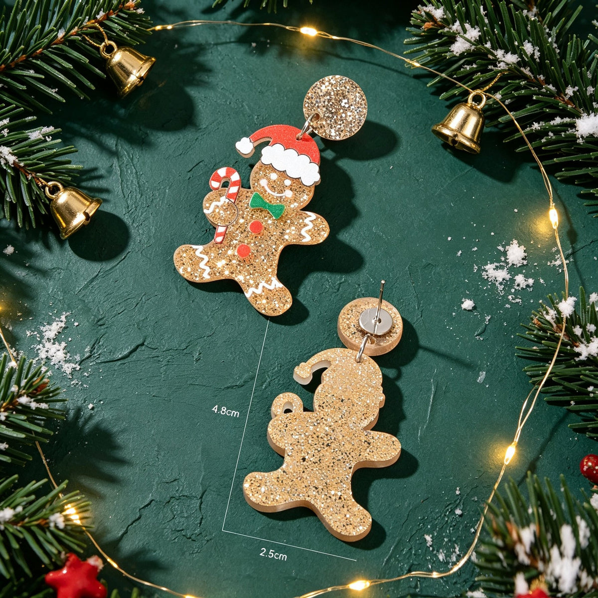 Cute Christmas Gingerbread Man Dangle Earrings Festive Holiday Fun Xmas Jewelry-4