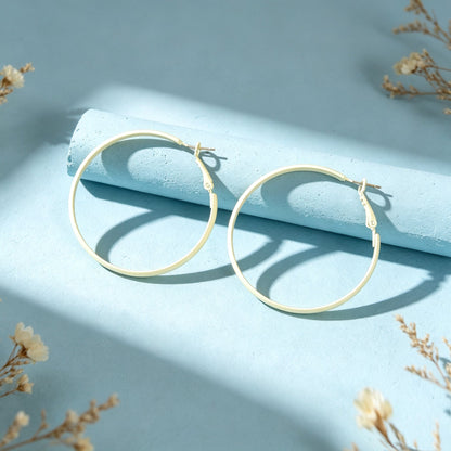 Minimalist Beige Big Round Hoop Earrings Daily Party Beach Vacation Statement Jewelry-4