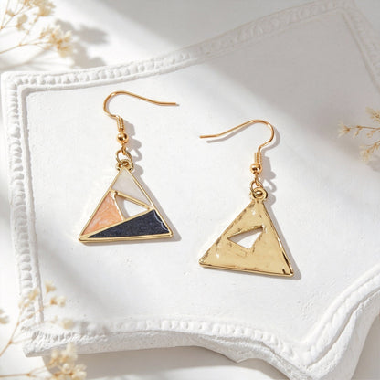 Boho Enamel Triangle Drop Earrings Geometric Color Block Design Daily Officework Vacation Jewelry-4