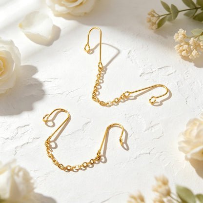 Dainty Linked Chain Ear Cuff No Piercing Silver Gold Cartilage Ear Clip Earrings-4