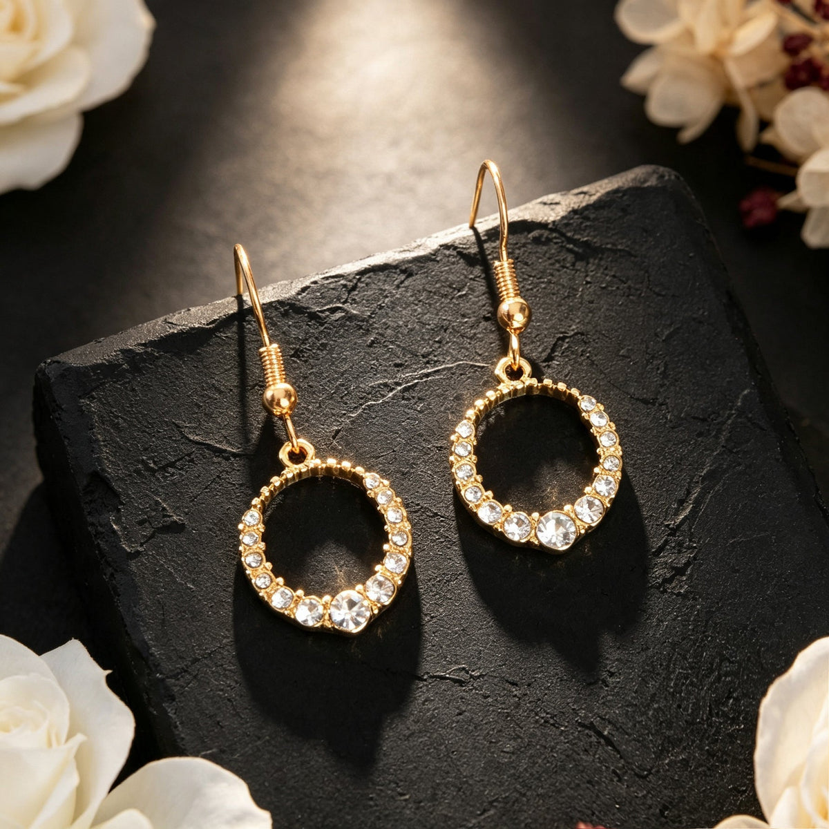 Luxurious Shiny Circle Dangle Earrings Elegant Jewelry for Wedding Dating Party Banquet-4