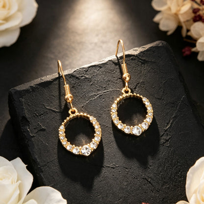 Luxurious Shiny Circle Dangle Earrings Elegant Jewelry for Wedding Dating Party Banquet-4