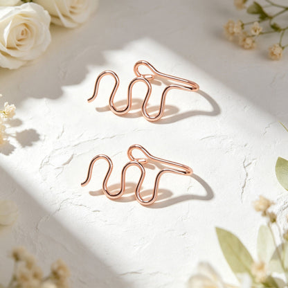 Trendy Wavy Wire Ear Cuffs No Piercing Rose Gold Non-Pierced Cartilage Ear Clips-3