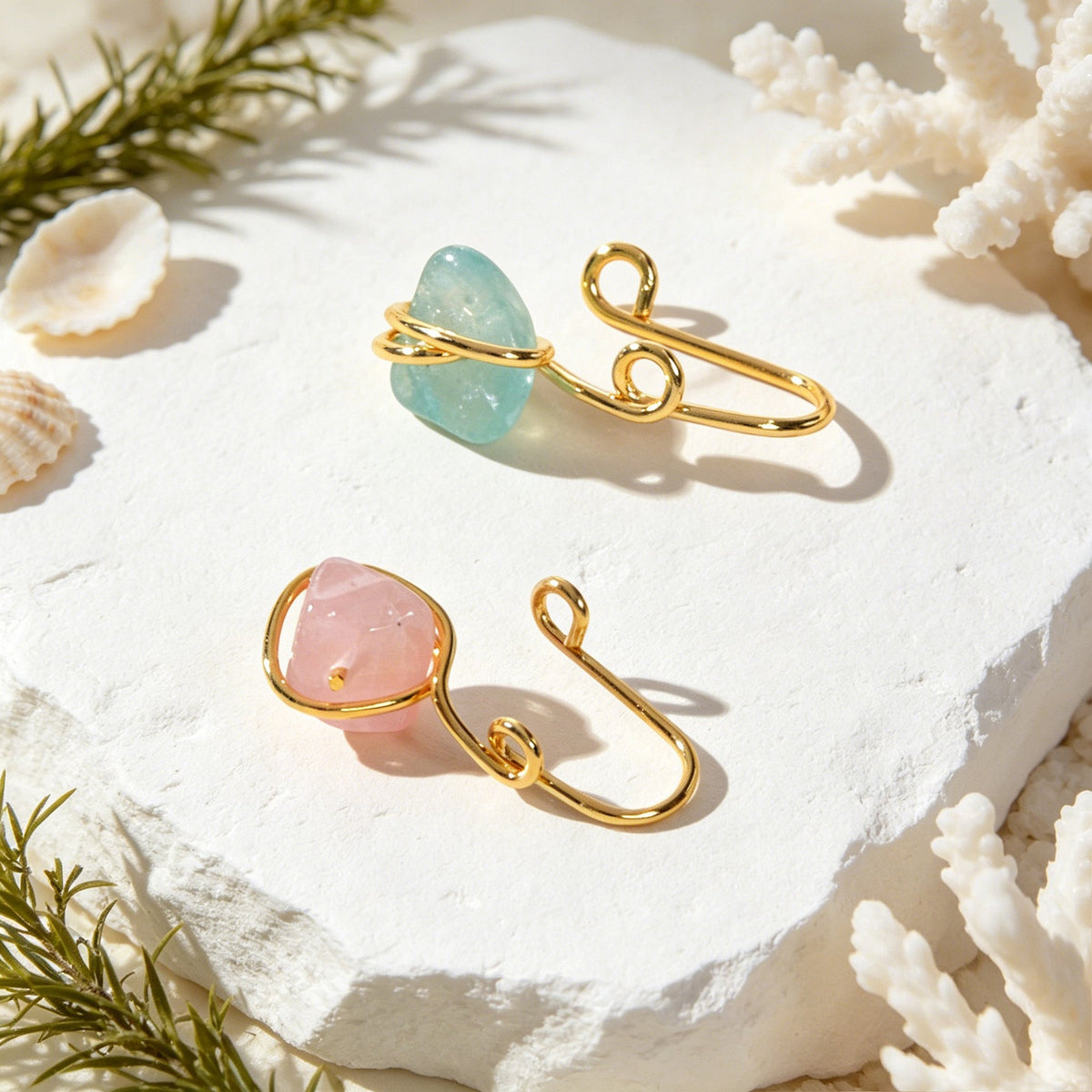 Irregular Stone Ear Cuffs No Piercing Cartilage Ear Clips Gold Earrings Jewelry-4