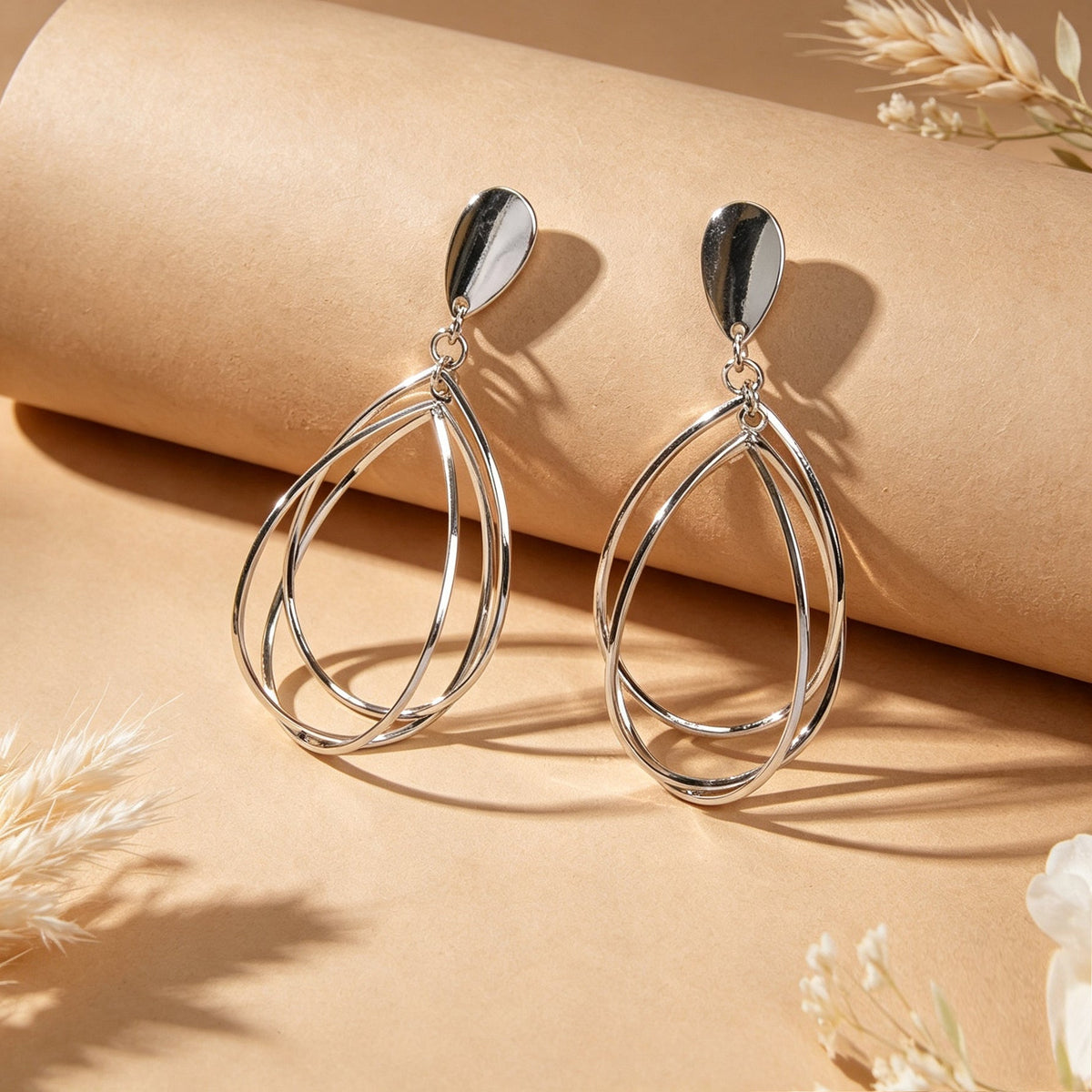 Simple Geometric Hollow Water Drop Dangle Earring Daily Office Hyperbole Jewelry-3