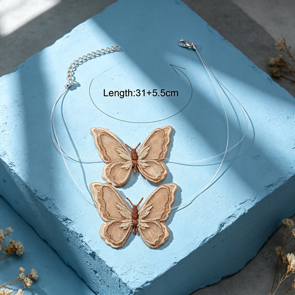 Fashion Spun Fabric Butterfly Thin Choker Necklace Party Holiday Jewellery Gift-4