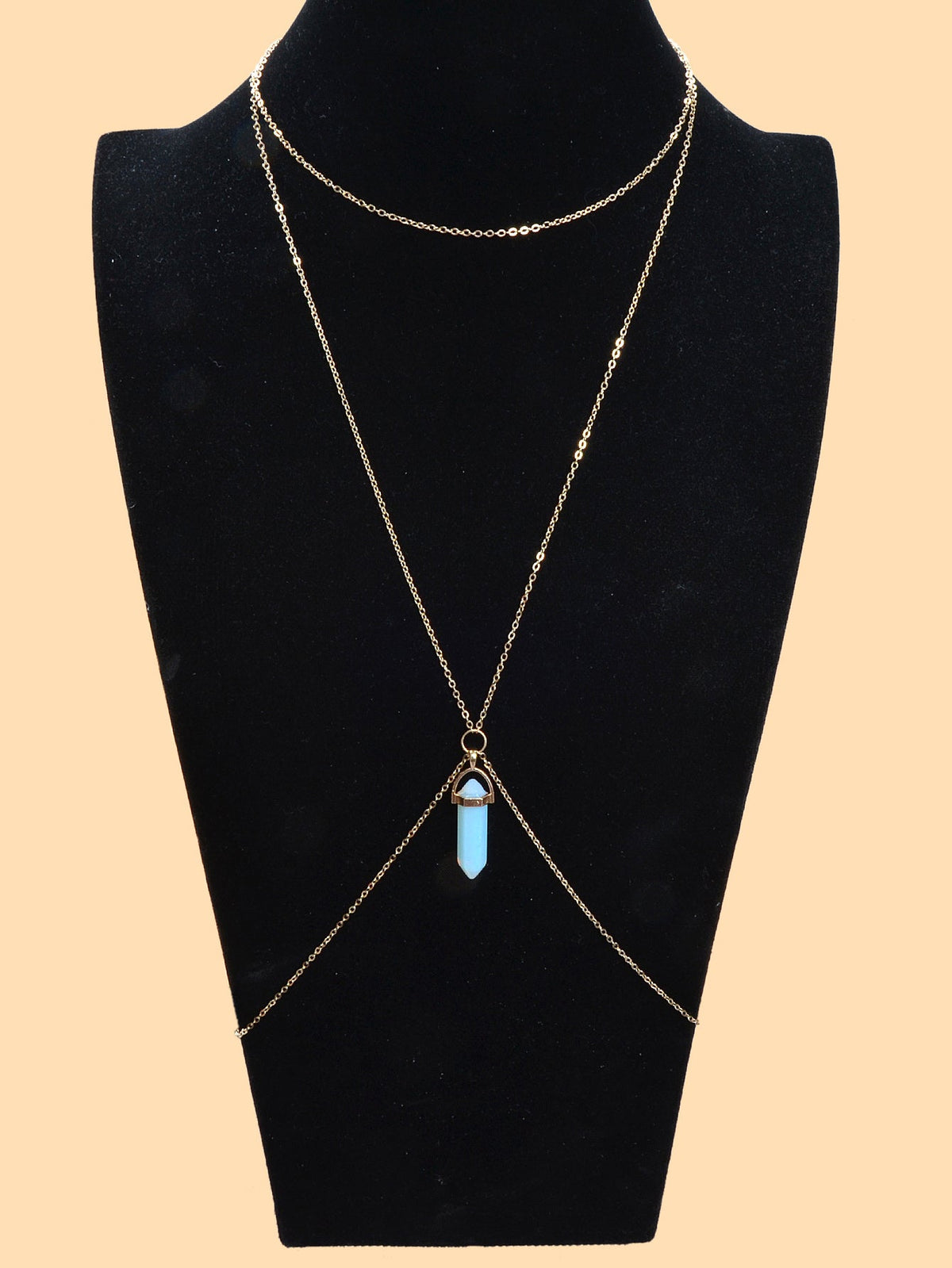 Bikini Beach Harness Beach Hexagonal Gemstone Waist Link Body Chain Belly Jewelry-0