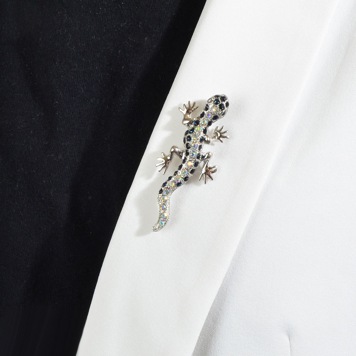 Shiny Full Rhinestone Gecko Animal Party Casual Brooch Pin Lapel Badge Backpack-0