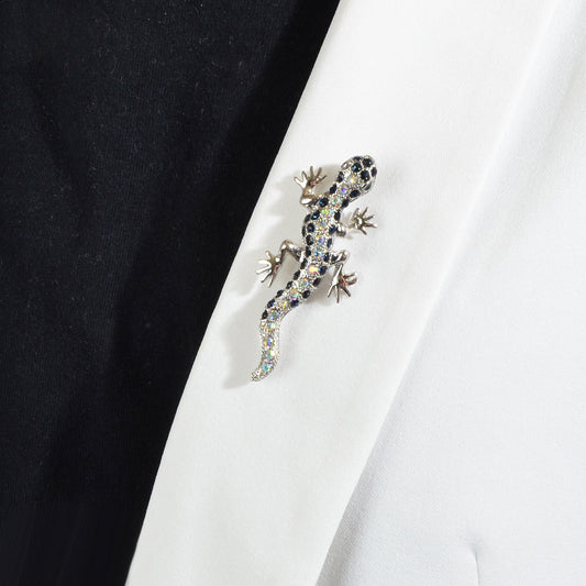 Shiny Full Rhinestone Gecko Animal Party Casual Brooch Pin Lapel Badge Backpack-0