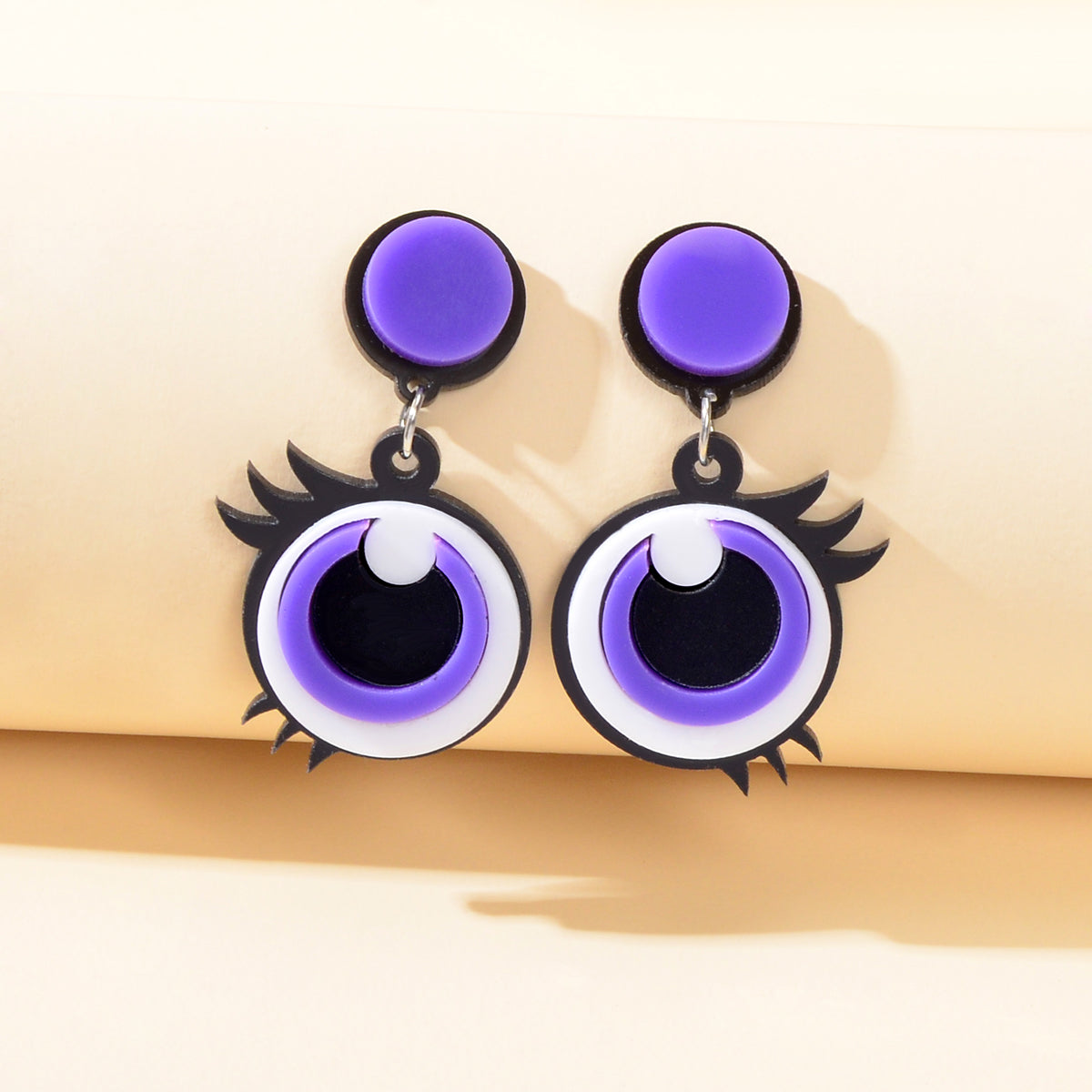 Cute Purple Eye Earrings Acrylic Cartoon Novelty Trendy Lightweight Drop Stud-0