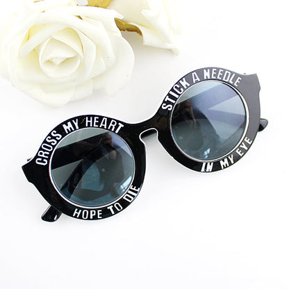 Chic White Accent Black Frame Sunglasses Trendy Sunnies Gift-1
