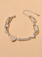 Punk Style Silver Layered Big Link Chain Heart Bracelets Women Trendy Jewellery-0